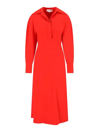 Victoria Beckham Midi Chemisier Dress In Red