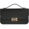 Victoria Beckham Midi Dorian Leather Top Handle Pouchette Bag In Black