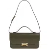 Victoria Beckham Midi Dorian Leather Top Handle Pouchette Bag In Green
