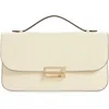 Victoria Beckham Midi Dorian Leather Top Handle Pouchette Bag In White