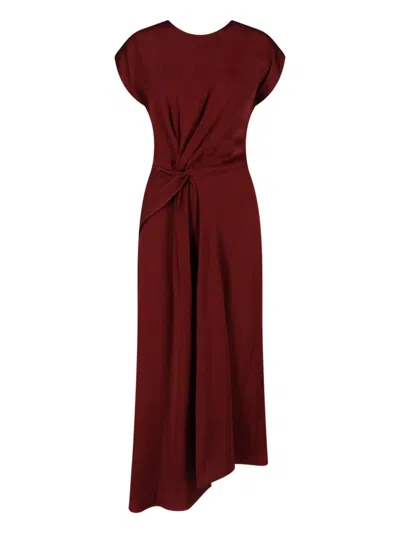 Victoria Beckham Aria Midi Dress In Burgundy