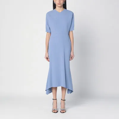 Victoria Beckham Womens Flared Short-sleeves Stretch-woven Blend Midi Dress Bluebell