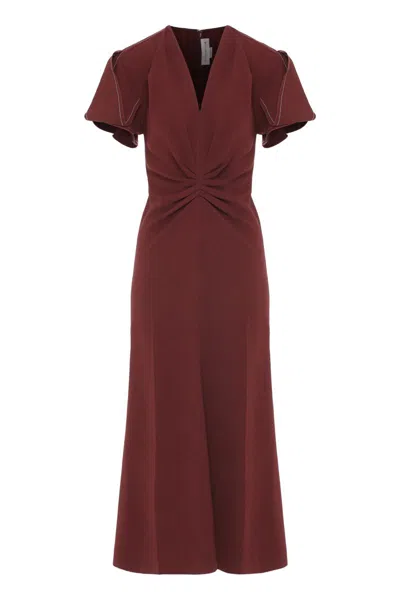 Victoria Beckham Midi Dress Eve In Brown