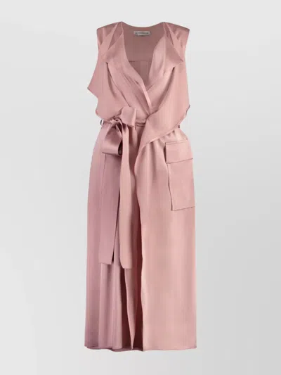 Victoria Beckham Midi Dress Featuring Belt And Cut-out In Pink