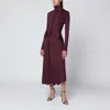 Victoria Beckham Midi Dress With Knotted Detail And Long Sleeves In Brown