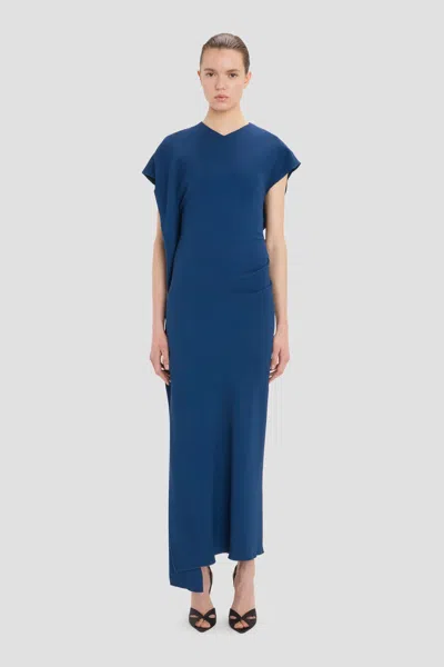 Victoria Beckham Draped-detail Midi Dress In Black