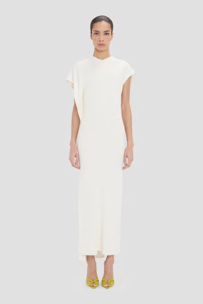 Victoria Beckham Midi Dress In Elderflower In White