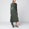 Victoria Beckham Womens Oregano Asymmetric Twist Stretch-woven Midi Dress In Green