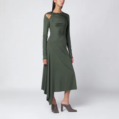 VICTORIA BECKHAM VICTORIA BECKHAM  MIDI DRESS IN OREGANO GREEN WITH INTERLACE