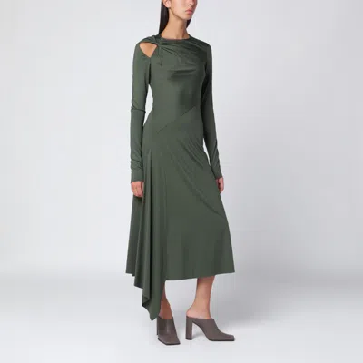 Victoria Beckham Midi Dress In Oregano Green With Interlace