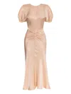 Victoria Beckham Light Pink Damask Dress With Gathering In Pink