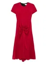 Victoria Beckham Red Draped Satin Midi Dress In Red