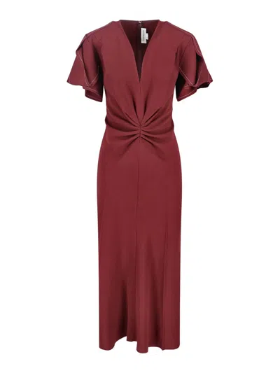 Victoria Beckham Midi Dress In Red
