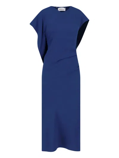 Victoria Beckham Victoria Asymmetric Midi Dress In Blue