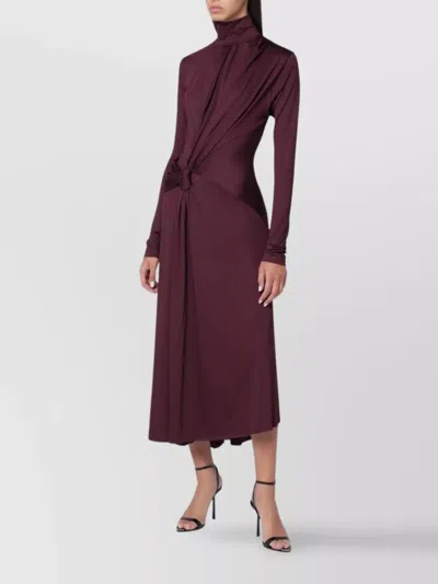 VICTORIA BECKHAM MIDI DRESS WITH KNOTTED DETAIL AND LONG SLEEVES