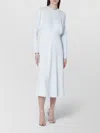 Victoria Beckham Midi Dress With Long Sleeves Round Neckline In White