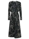 Victoria Beckham Midi Dress With Pattern And Flattering Fit In Black