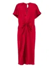 Victoria Beckham Fuchsia Pink Midi Dress With Gathered Waist In Red