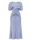 Victoria Beckham Midi Dress With Ruffles And Puff Sleeves In Blue