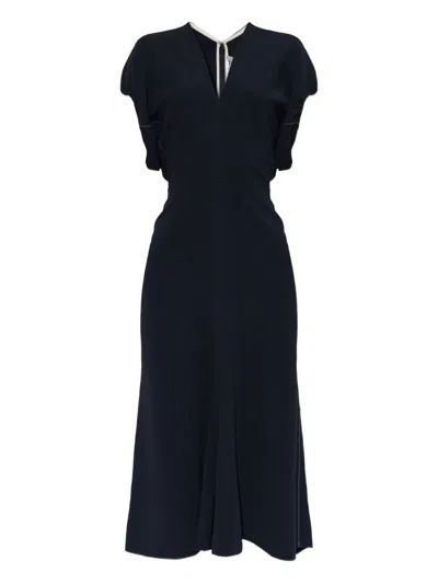 VICTORIA BECKHAM MIDI DRESS WITH V-NECK