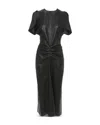 Victoria Beckham Gathered Waist Viscose Dress In Black
