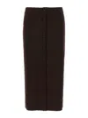 Victoria Beckham Wool Blend Button Detailing High Waist Skirt In Brown