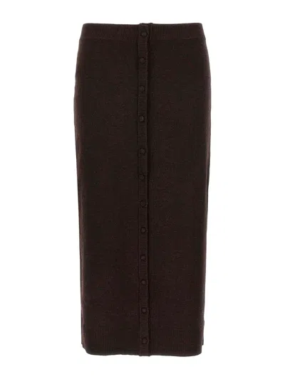 Victoria Beckham Midi Skirt Buttons In Brown