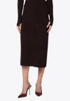 Victoria Beckham Midi Skirt In Wool-blend In Brown
