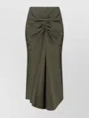 Victoria Beckham Midi Skirt With Asymmetric Hem And Ruched Detail In Green