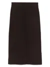 Victoria Beckham Brown Midi Skirt In Wool Blend In Brown
