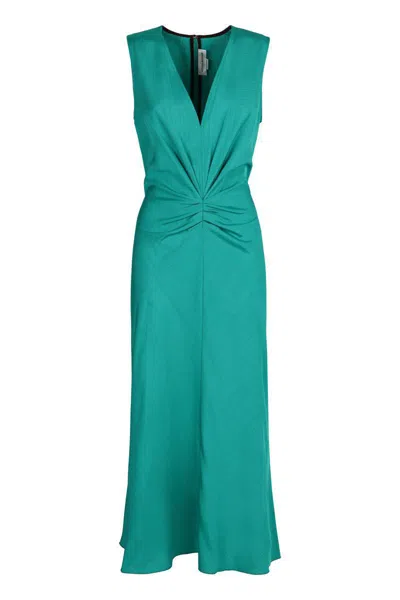 Victoria Beckham Midi Viscose Dress In Green