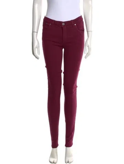 Pre-owned Victoria Beckham Mid-rise Skinny Leg Jeans In Burgundy