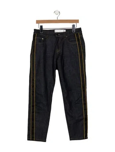 Pre-owned Victoria Beckham Mid-rise Straight Leg Jeans In Blue/yellow