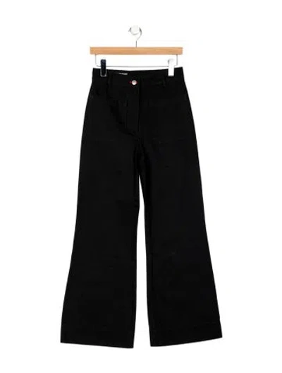 Pre-owned Victoria Beckham Mid-rise Wide Leg Jeans In Black