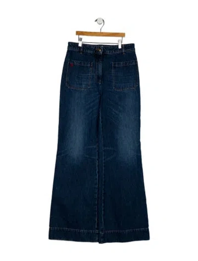 Pre-owned Victoria Beckham Mid-rise Wide Leg Jeans In Blue