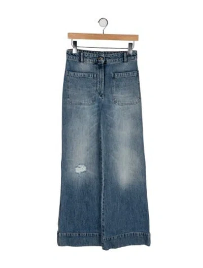 Pre-owned Victoria Beckham Mid-rise Wide Leg Jeans In Blue