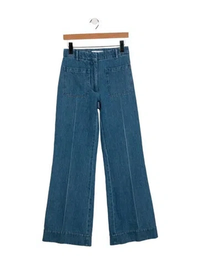 Pre-owned Victoria Beckham Mid-rise Wide Leg Jeans In Blue