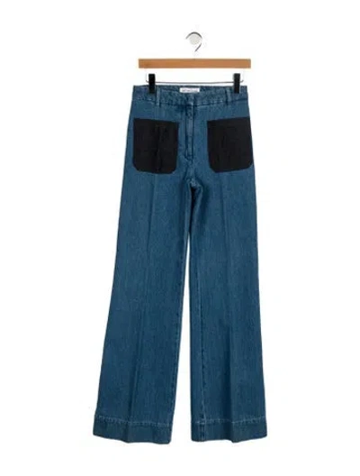 Pre-owned Victoria Beckham Mid-rise Wide Leg Jeans In Blue