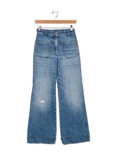 Pre-owned Victoria Beckham Mid-rise Wide Leg Jeans In Blue
