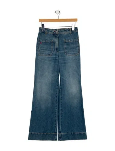 Pre-owned Victoria Beckham Mid-rise Wide Leg Jeans In Blue