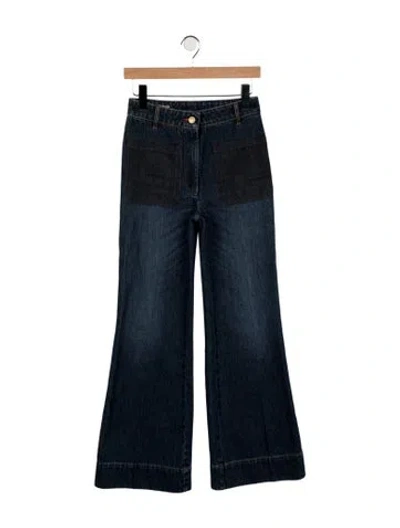 Pre-owned Victoria Beckham Mid-rise Wide Leg Jeans In Blue