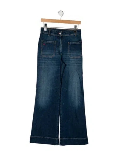 Pre-owned Victoria Beckham Mid-rise Wide Leg Jeans In Blue