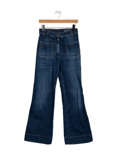 Pre-owned Victoria Beckham Mid-rise Wide Leg Jeans In Blue
