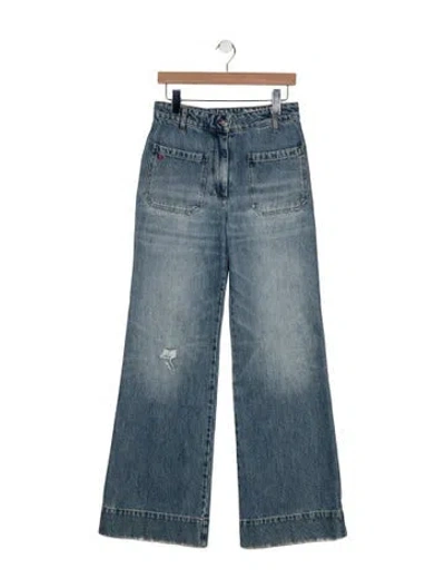 Pre-owned Victoria Beckham Mid-rise Wide Leg Jeans In Blue