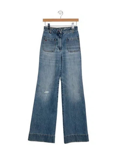 Pre-owned Victoria Beckham Mid-rise Wide Leg Jeans In Blue