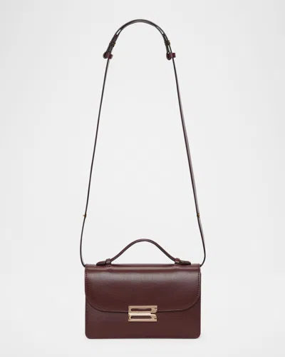 Victoria Beckham Mini Buckle Flap Leather Shoulder Bag In Burgundy