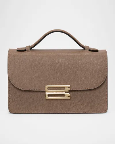 Victoria Beckham Mini Buckle Leather Shoulder Bag In Dove Grey