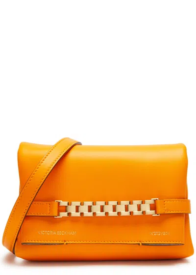 Victoria Beckham Mini Chain Leather Clutch In Orange
