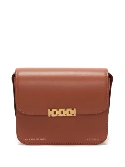 Victoria Beckham Mini Chain Leather Shoulder Bag In Brown