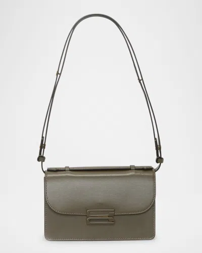 Victoria Beckham Mini Dorian Flap Leather Crossbody In Brown